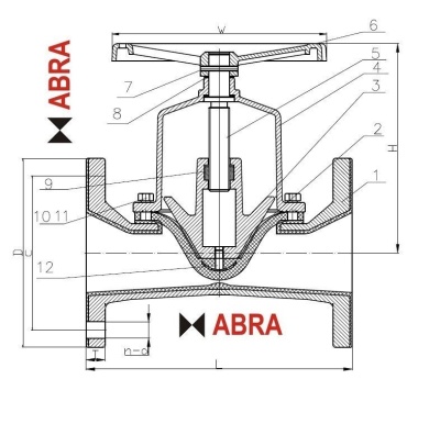 Диафрагменный (мембранный) вентиль ABRA-M8(X)FB GGG50. DN50-200 В Краснокамске